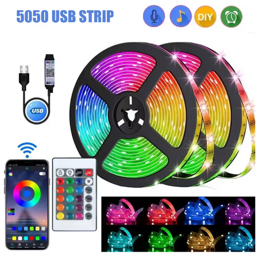 RGB LED Strip Light 5050 Bluetooth APP IR Remote Control USB 1M 2M 3M 4M 5M 10M 15M 20M 25M 30M Festival Deco Backlight For Home